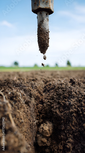 Wallpaper Mural Soil core sample being extracted from farmland, Agricultural drilling tool collecting earth for analysis Torontodigital.ca