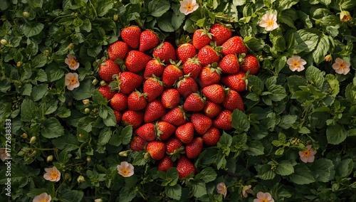 Heart-shaped strawberries
