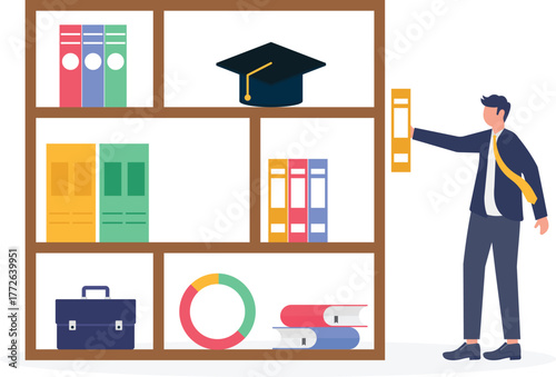 illustration of saving business document archive
