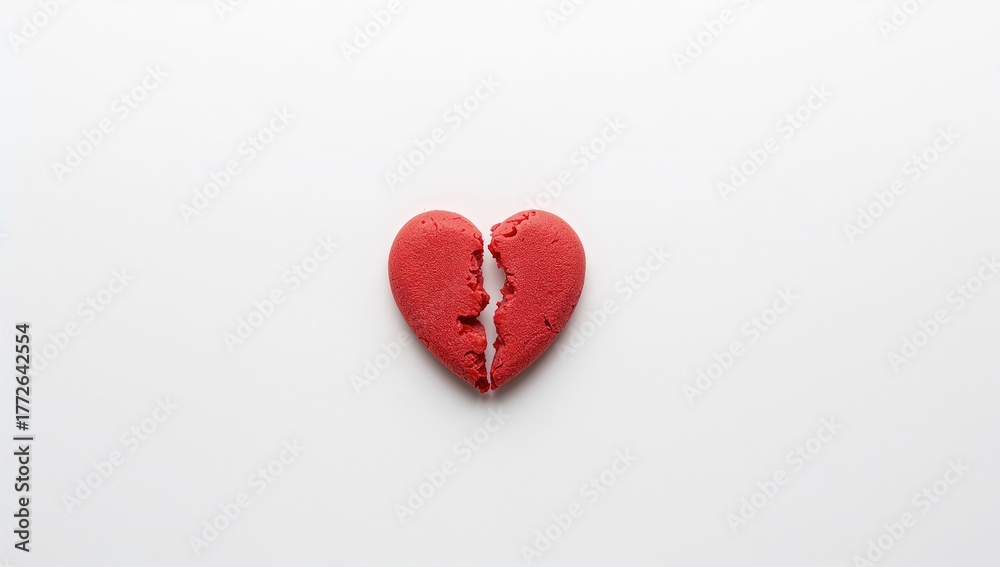 Fototapeta premium A single shattered red love cookie