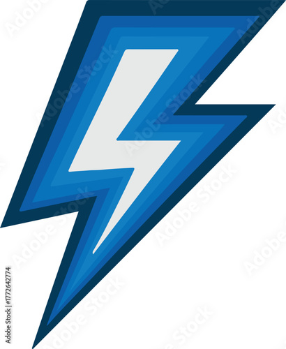 Blue vector lightning bolt icon with layered gradient effect symbolizing speed power and energy