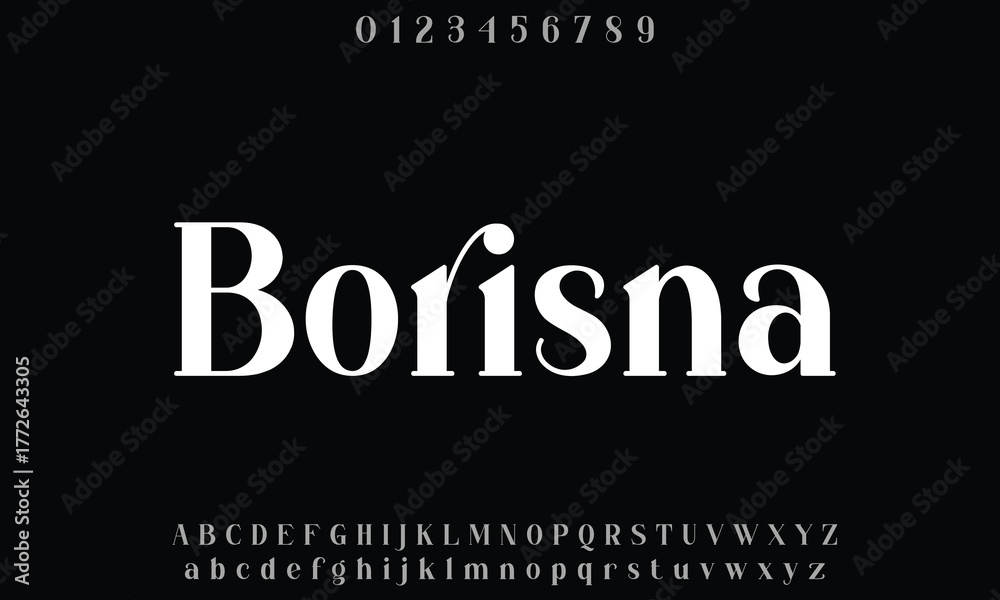 Obraz premium Borisna vector font alphabet with numbers