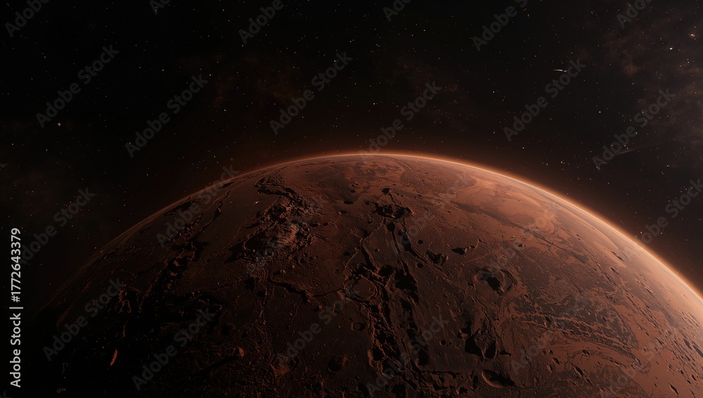 Fototapeta premium Photographs of the Red Planet in outer space