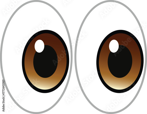 Cartoon eyes looking in different directions on a white background