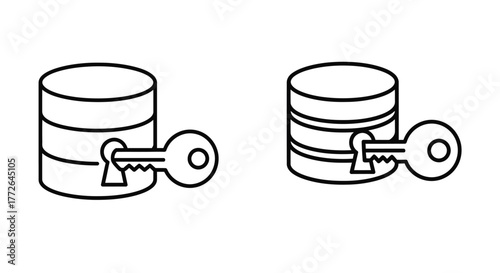 Database security icon with key and lock symbol computer data protection concept vector