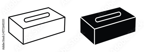 Tissue Box Icon Set — Flat and Solid Designs with Clean, Minimal Hygiene Concept.