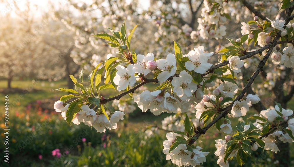 Naklejka premium Apple tree blossoms during springtime