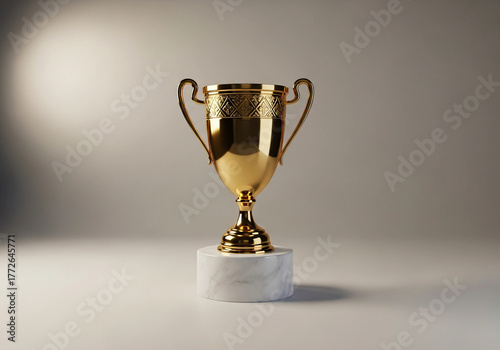 Elegant Golden Trophy on Minimalist Background