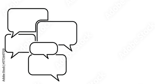 Blank speech bubbles cluster communicating ideas conversation dialogue information exchange vector
