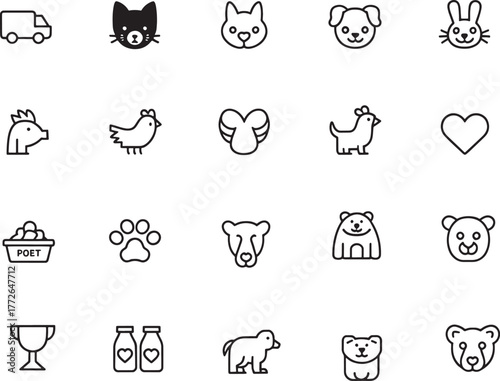 set of funny cartoon cats