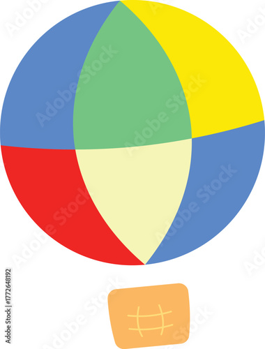 a colorful hot air balloon flying high up