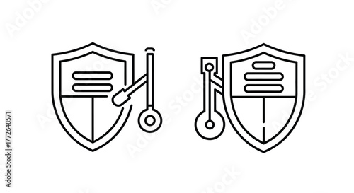 Secure data protection shield with key and lock icons representing cybersecurity and privacy vector