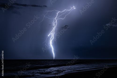 Tropical Lightning Storm Over the Ocean