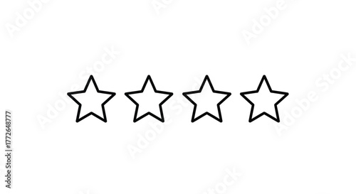 Four hand drawn star icons representing a rating or achievement isolated on white vector