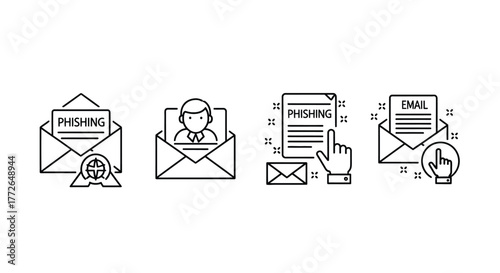 Collection of email and communication icons for digital messaging and online correspondence vector