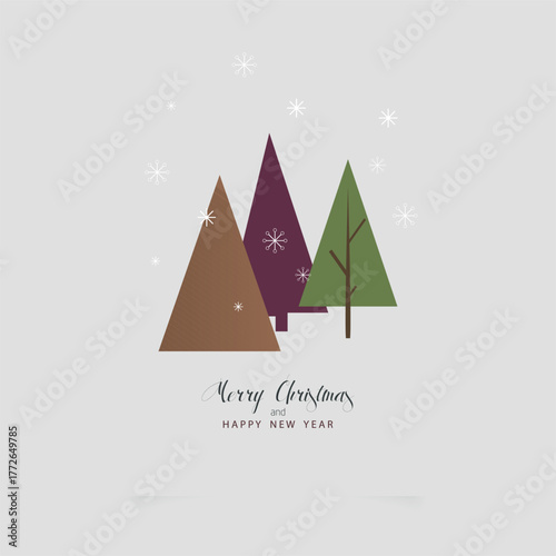 Minimalist Christmas Card with Geometric Trees. Minimalist and modern composition perfect for greeting cards, holiday invitations, or festive branding projects.