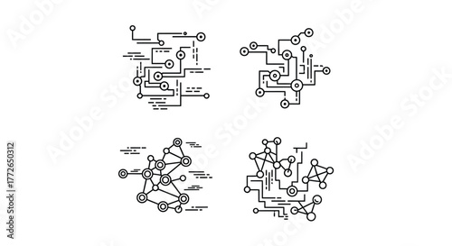 Abstract geometric patterns flowing circuits and connections concept vector