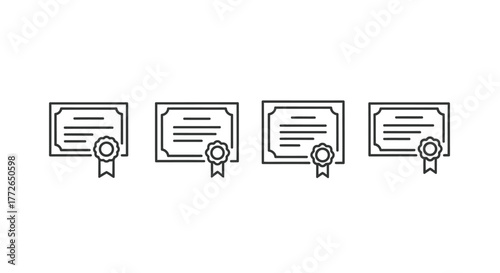 Hand drawn certificates of achievement showing awards and recognition in a linear arrangement vector