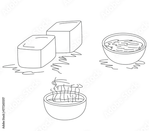 Science of hand drawn vector States of Matter, Solid, Liquid, Gas outline.