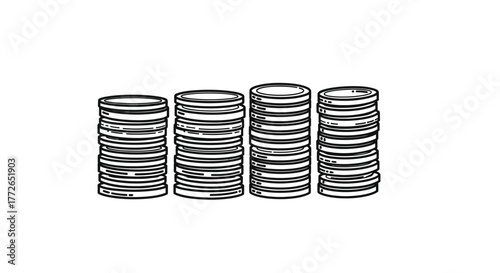 Stack of coins growing upward representing financial growth and investment success vector