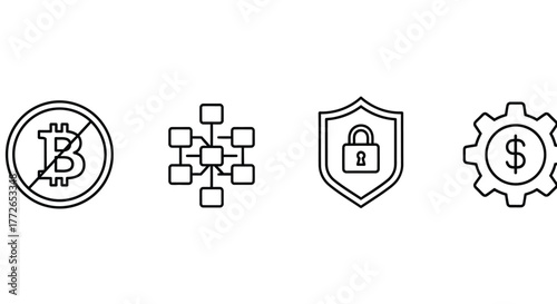 Set of cryptocurrency icons blockchain security finance technology financial symbols set vector