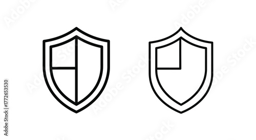 Two simple shield icons representing security data protection and cyber defense concepts vector
