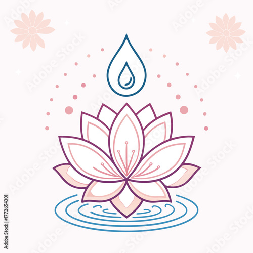 Beauty salon and spa doodle set. Skin care and natural treatment, natural cosmetics concept, time for yourself. Spa with aroma oil, nail file, sleep mask and other care items.	