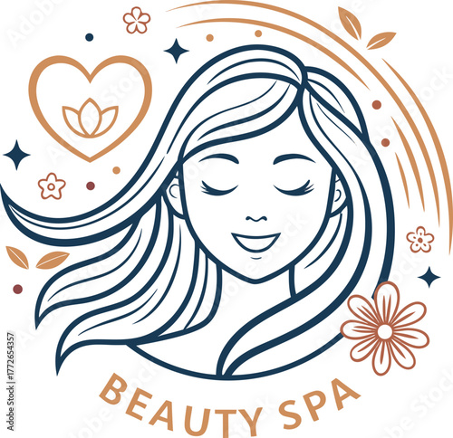 Beauty salon and spa doodle set. Skin care and natural treatment, natural cosmetics concept, time for yourself. Spa with aroma oil, nail file, sleep mask and other care items.	