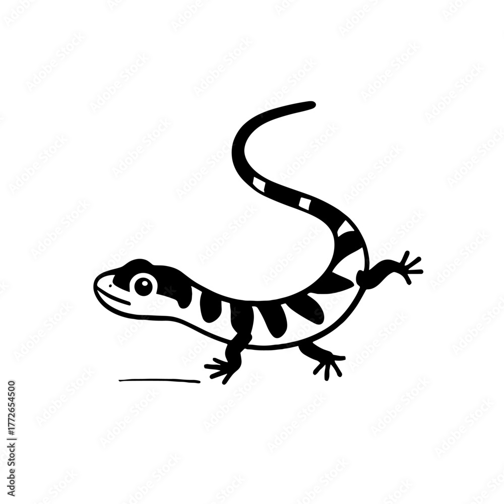 Fototapeta premium Gila Monster. Gila Monster simple black and white line art vector logo