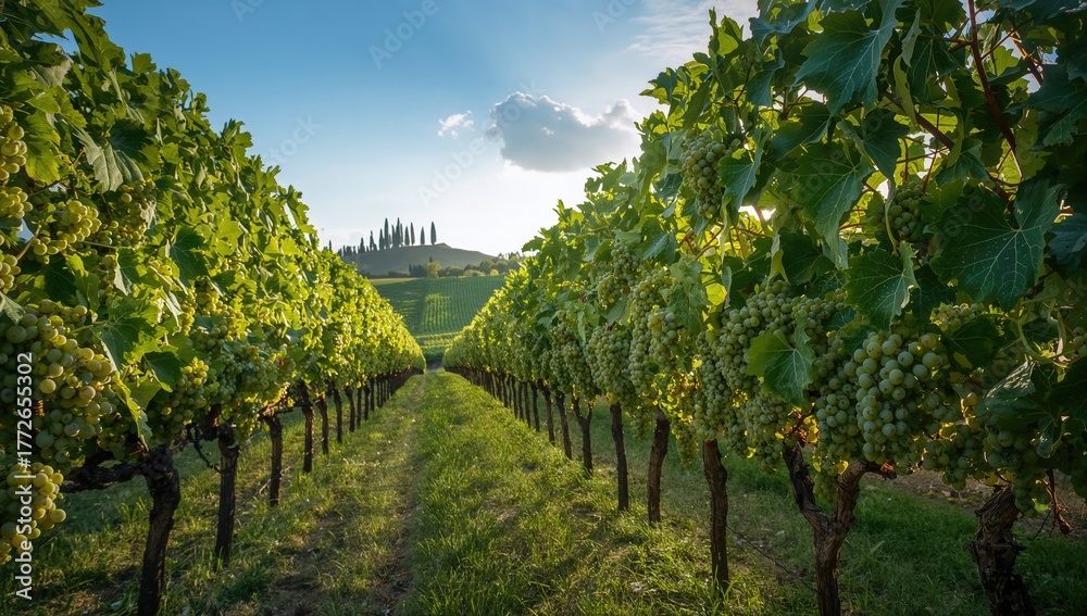 Naklejka premium Corvina Veronese grapes growing on a vine in a vineyard, fiber-dense choice
