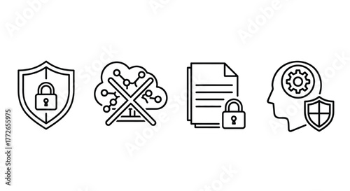 Cybersecurity icons cloud data protection digital security business network protection privacy security concept vector