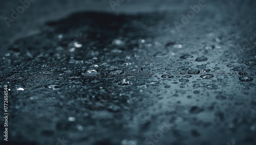 Close-up of frozen raindrops and water droplets