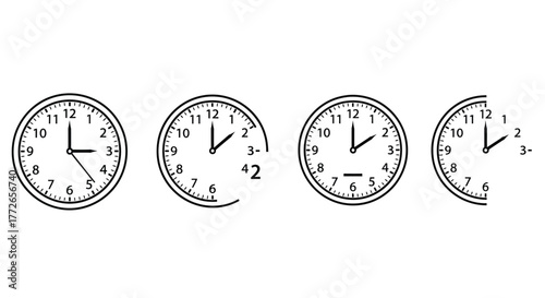 Four clocks displaying different times showing passage of time vector