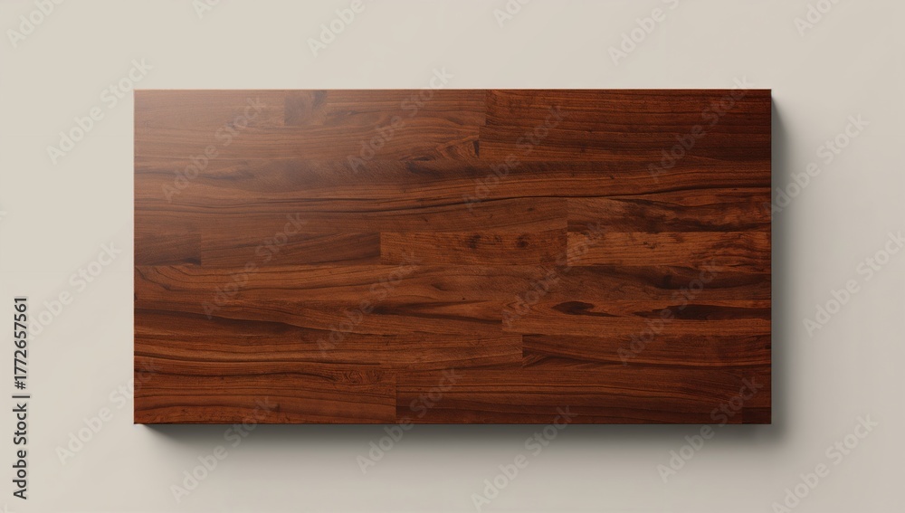 Naklejka premium Close-up view of smooth, glossy brown wooden panel