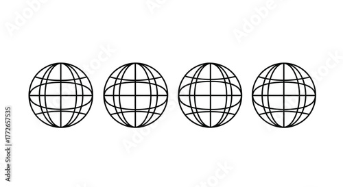 Four abstract globe icons representing global connection communication technology and travel ideas vector
