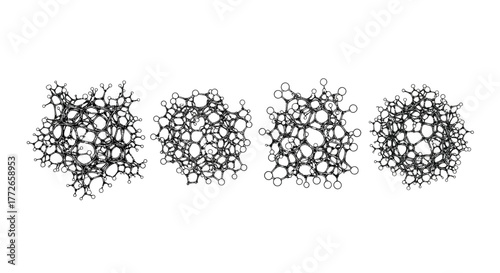 Four detailed monochrome abstract organic shapes textured with fine lines for creative design vector