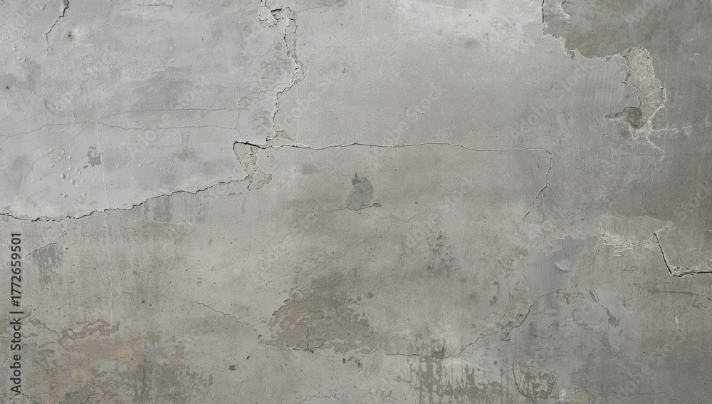 Obraz premium Uneven textured concrete wall featuring creative repair and design elements in industrial-style interior. Copy space available. Background displays trowel textures.