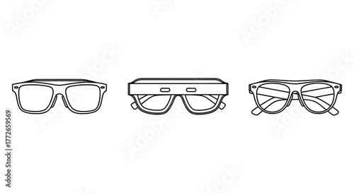 Three different types of eyewear sunglasses goggles and glasses vector