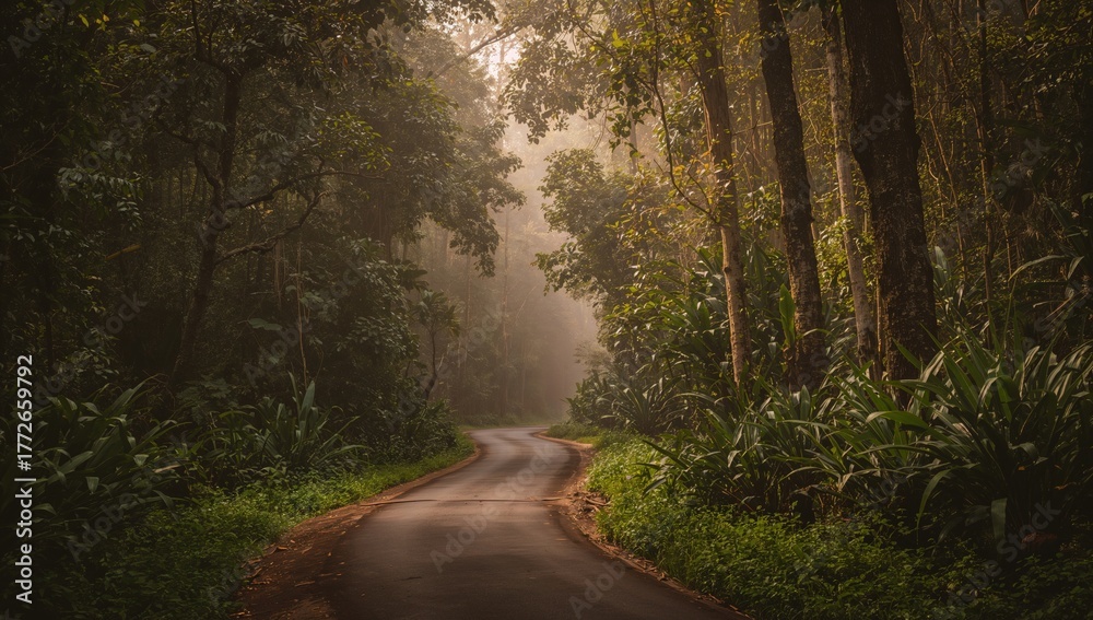 Obraz premium Exploring a trail within a lush jungle park