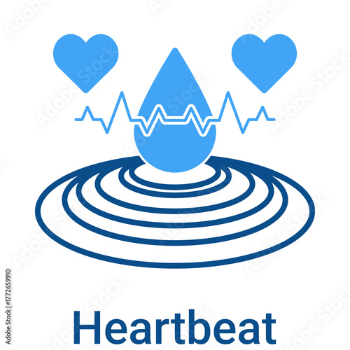 Heartbeat Icon in Duotone Solid Style. Calming pulse, life, and emotional control symbol. Relaxation.