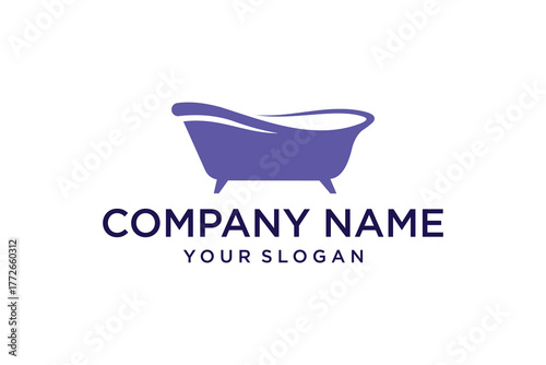 Modern Stylized Purple Bathtub Logo Design for Bathroom and Plumbing Company Branding