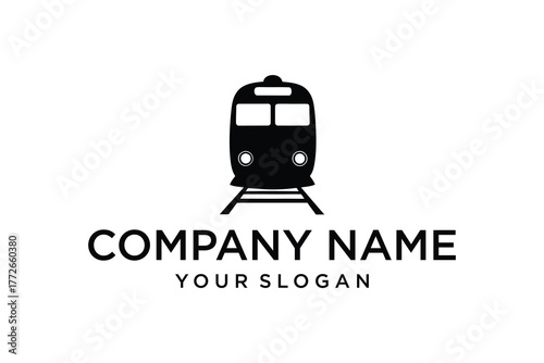 Train and Railroad Tracks Vector Logo Design Element