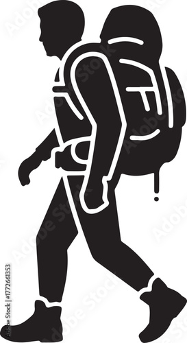 Hiker Silhouette with Backpack