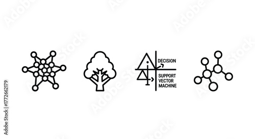Collection of simple line icons representing science nutrition and nature elements clean design vector