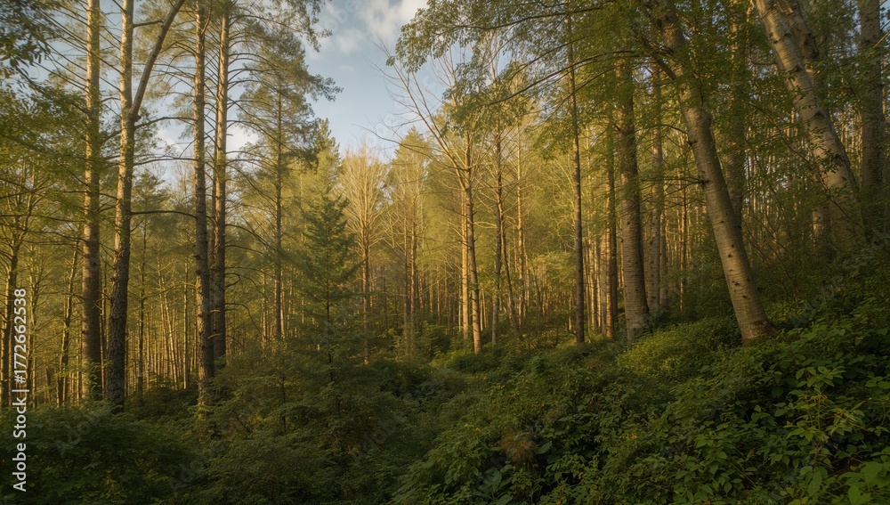 Obraz premium Woodland area in a coastal region during summer with natural textures and scenery