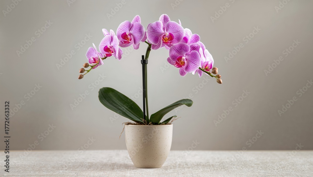 Obraz premium Fragrant orchid flowers positioned in a pot, ideal for decorative purposes