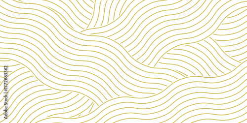 Yellow instant noodle, pasta and spaghetti texture with geometric wavy lines. Ramen, pasta vector pattern. Background abstract food illustrationPrint