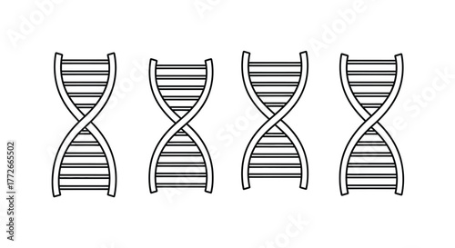 Multiple dna double helix structures in a scientific sequence representing genetics and biology vector