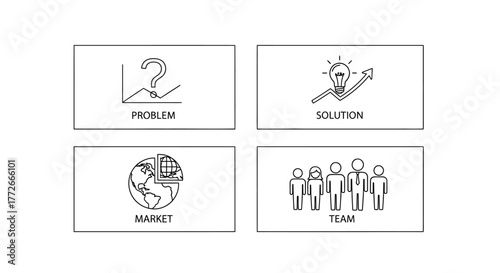 Four abstract line art icons representing concepts of creativity ecology humanity and wellness vector