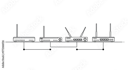 Close-up schematic drawing of electronic devices and circuit boards with wire connections vector